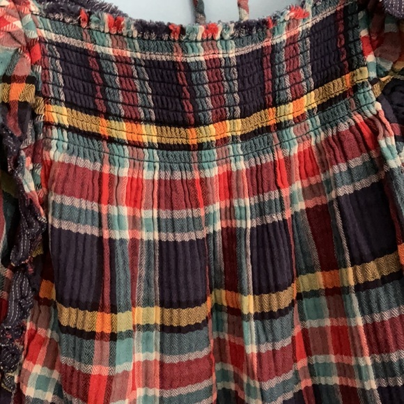 🆕 We the Free Navy Plaid Ruffled Siena Top - Picture 5 of 12